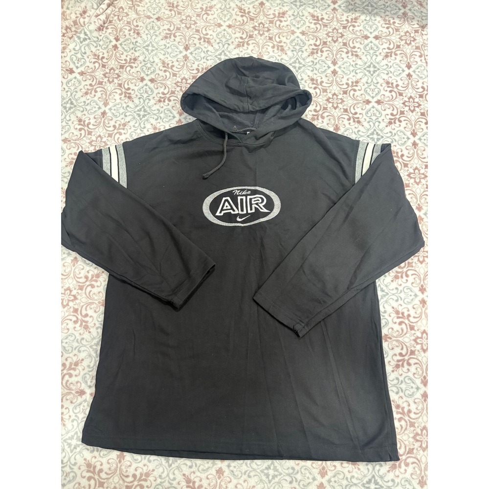 Vintage Nike Air Hoodie Shirt Black Long Sleeve Embroidered Logo XL Made in USA